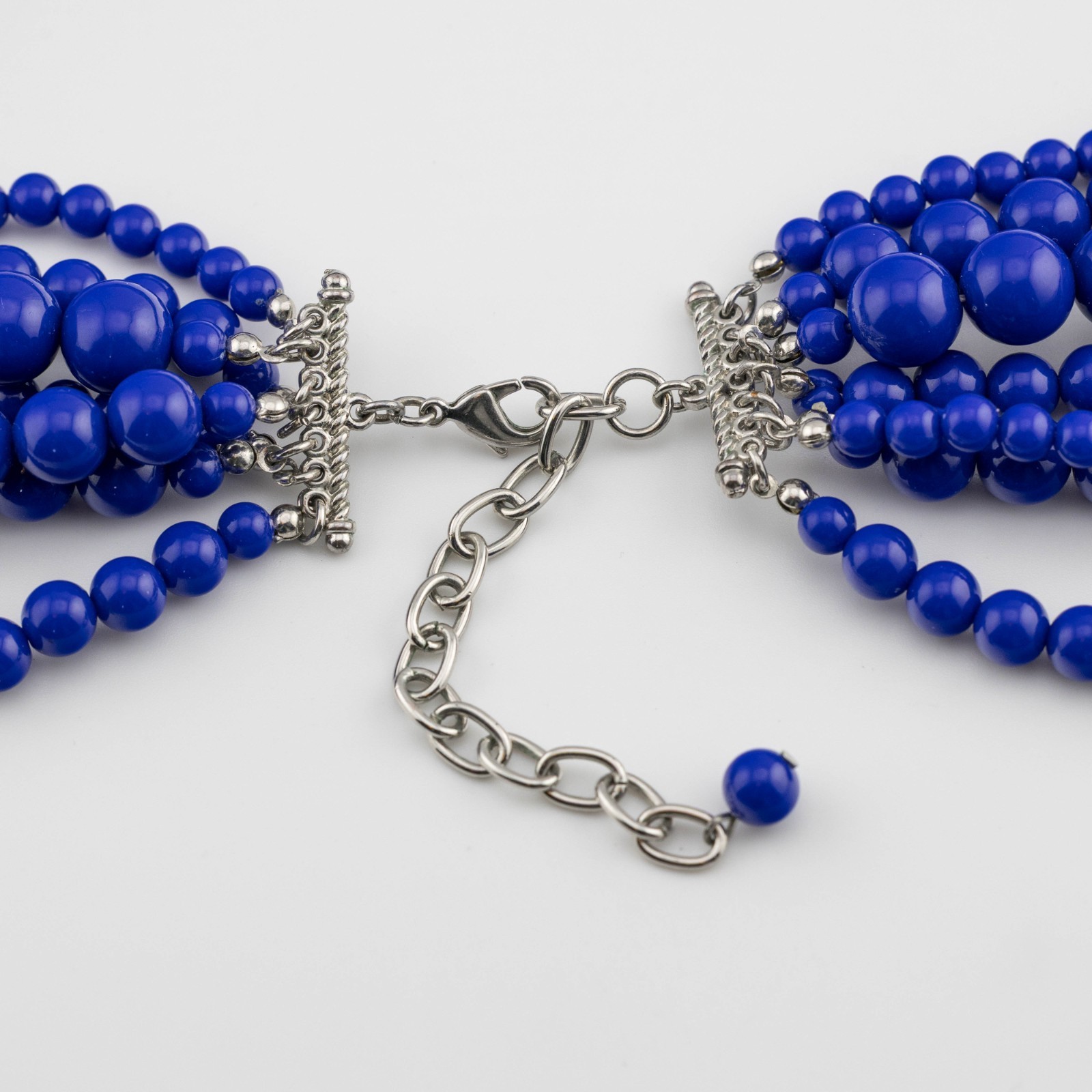Multi-Strand Statement Necklace Blue Acrylic Bead… - image 7