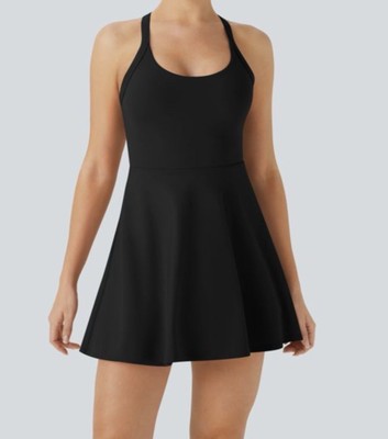 Halara Easy Peezy Softlyzero Twisted Backless 2 In 1 Active Dress Black Medium