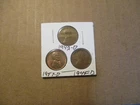 Wheat Copper Cents, Lot of 3, Lincoln, 1C Pennys. #52