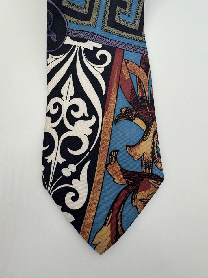 Corbata de ciclismo de seda estructura de colección azul rojo bicicleta ciclista patrón 100 % EE. UU. Foto 2 de 3