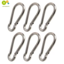 304 Stainless Steel Spring Snap Hook Carabiner Clips, Set Of 6 440 Lbs