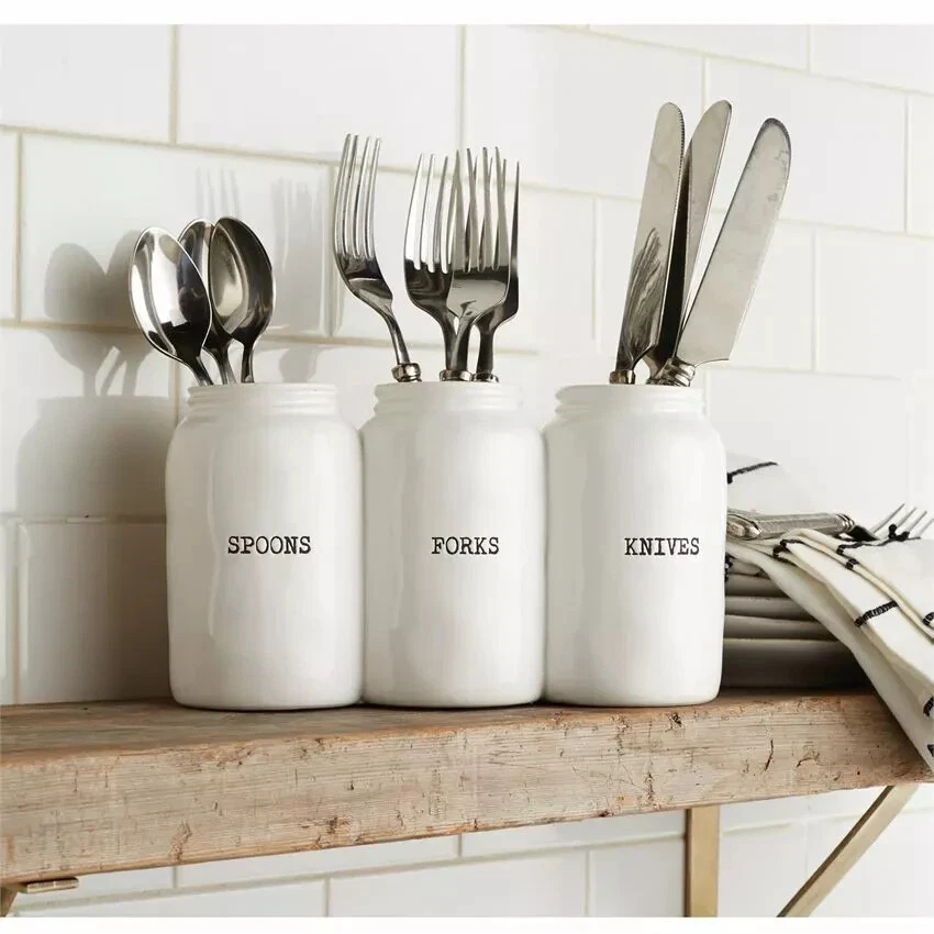 MUDPIE- Triple Ceramic Utensil Holder - 45800009 Original Box