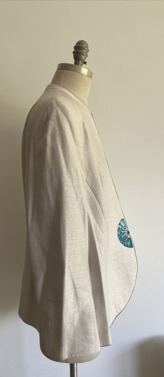 WOMEN'S 1980s Jaques Vert Jacket with Japanese Fan Motif, 23.5" Armpit to Armpit 7