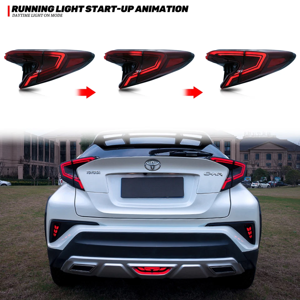 LED Red Tail Lights For Toyota C-HR CHR 2018-2022 Animation Rear Lamps Assembly  - Image 4 of 4