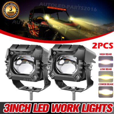 2X 3inch LED Work Light Bar Cube Pods Offroad Driving Fog Lamp Spot Amber  White | eBay