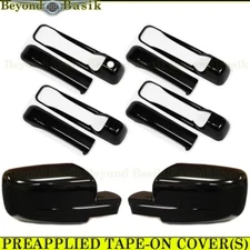 For 2009-2017 2018 Dodge Ram 1500 GLOSS BLACK 4 Door Handle COVERS+Mirrors No TS