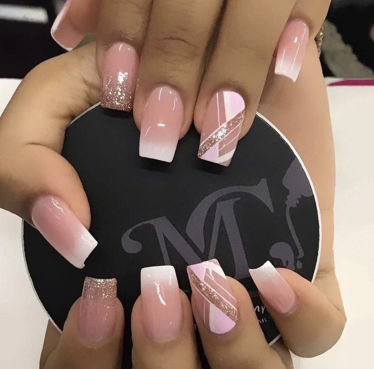 pink and silver nails