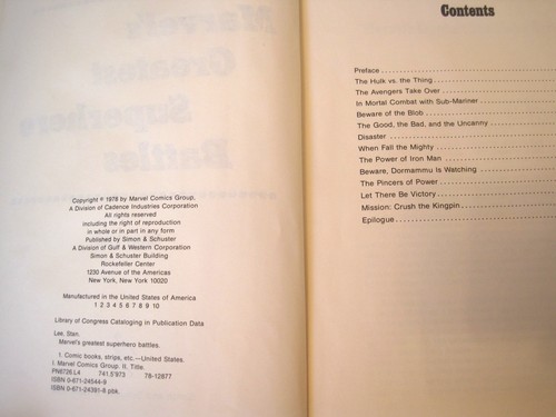 MARVEL'S GREATEST SUPERHERO BATTLES~1978~PAPERBACK~FIRST EDITION~STAN LEE - Picture 2 of 9