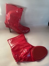 Vintage mespo High Heel Covers For Rain Zip On Rain Covers Red Vinyl Size Small