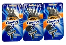 BIC Comfort 3 Razors Triple Blade Razors for Men 4 Razors / box ( 3 boxes ) blue