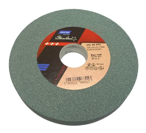 GREEN SILICON CARBIDE GRINDING WHEEL 6" BENCH 20MM WIDE P80 NORTON STARLINE - Picture 1 of 1