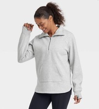NWT All in Motion sz XS Women's Fleece 1/2 Zip Pullover Sweatshirt Gray zz84