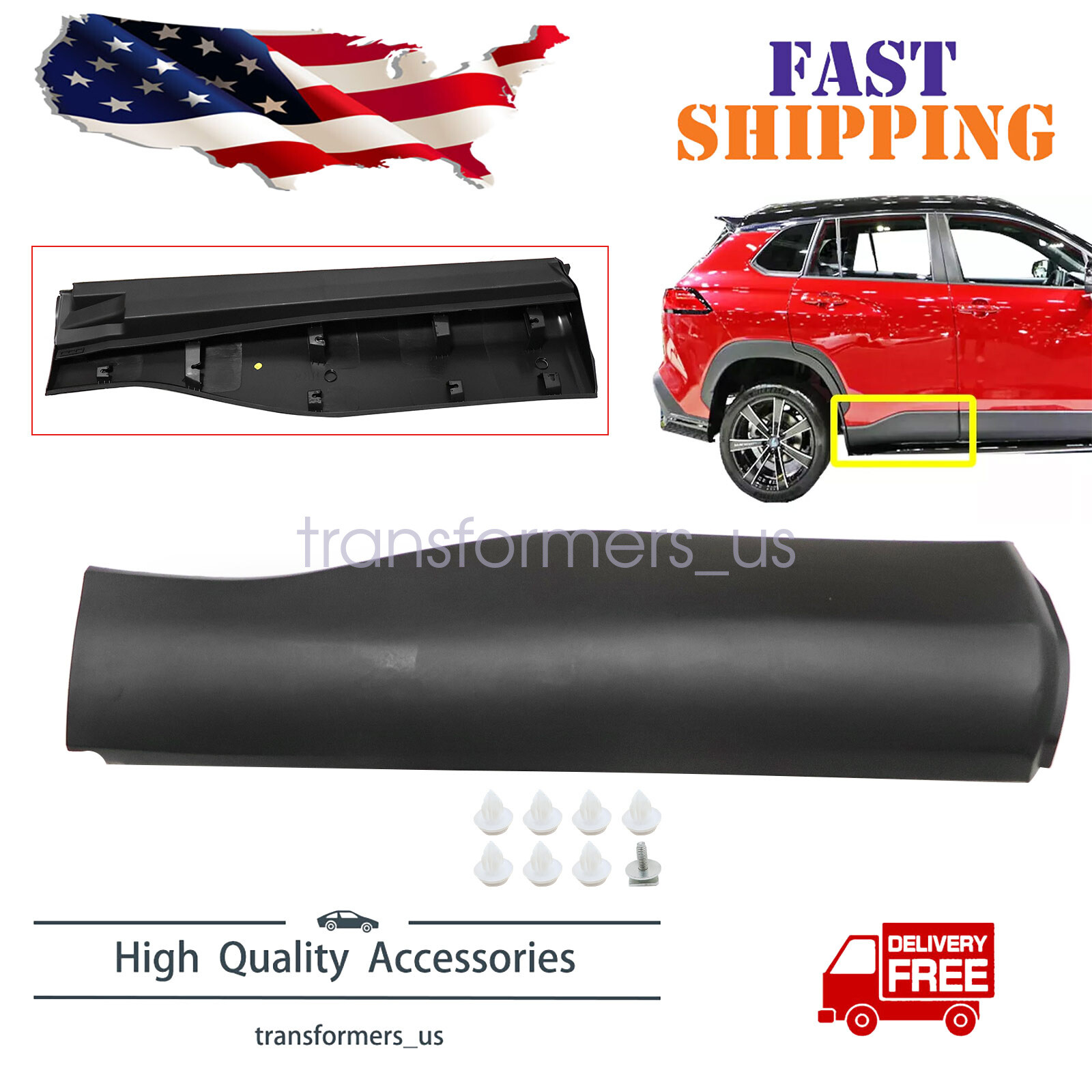 Fits 2022-2024 Toyota Corolla Cross Right Rear Door Trim Lower Molding RH Side