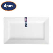 Serving Platter White Rectangle Fine Porcelain 25x15cm Modern Plate Tray 4pc Set