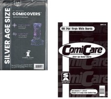100 Silver Comic Bags Polyethylene and Comic Backing Boards