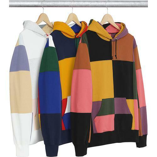 FW17 supreme patchwork hooded sweatshirt