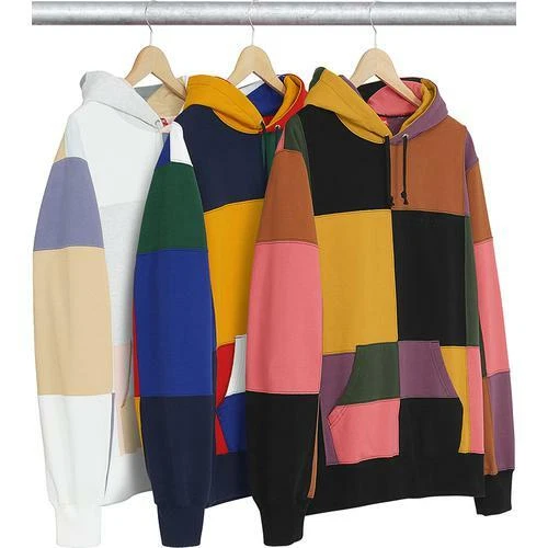 Sweat à capuche Supreme Patchwork tout noir moyen F/W 17