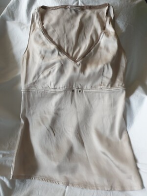Brunello Cucinelli  Damen Top Gr. S / 36 Beige Seide Cashmere Rand Top NP 890
