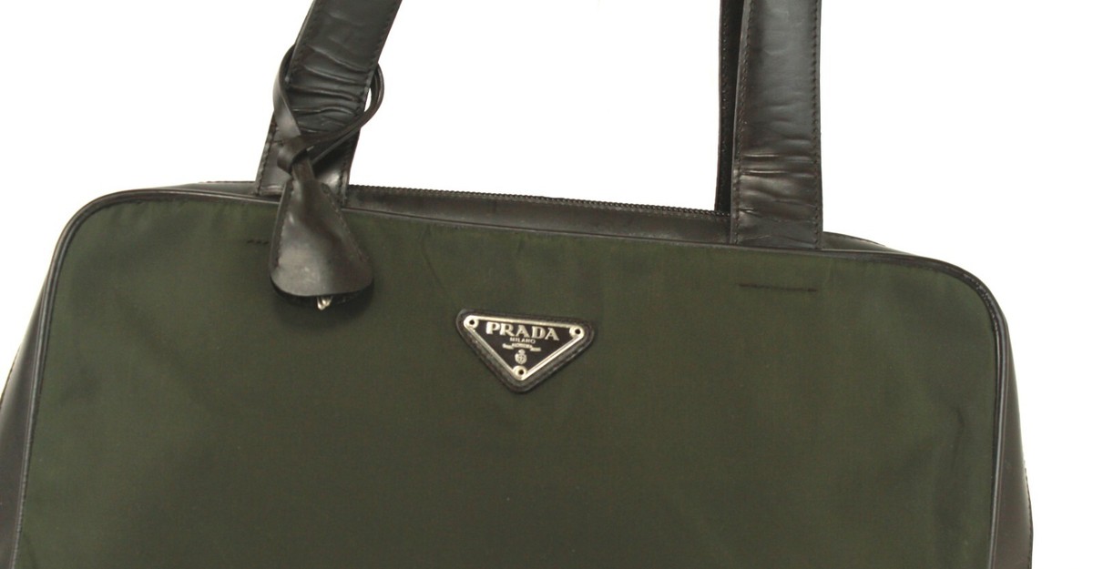 PRADA Milano Nylon Olive Green Hand Bag Shoulder Bag Tote Bag