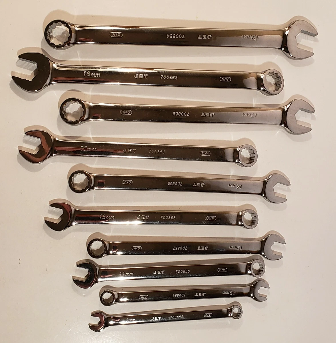 New Metric Combo Wrench Set JET Professional 10 pcs 8mm to 19mm not complete