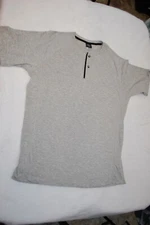 Mens S/S T-Shirt HEATHER GRAY HENLEY TEE Size XL 46-48