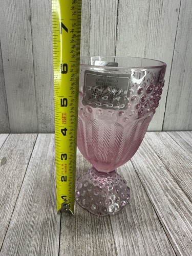 Vtg Gorham Crystal Emily's Attic Water Goblets Hobnail Glasses Pink - Set of 4 - Picture 6 of 10