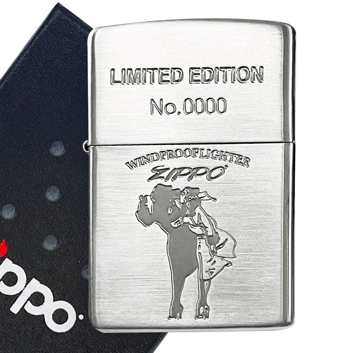 Zippo Windy Girl Etching Silver Platinum Plating Limited Edition