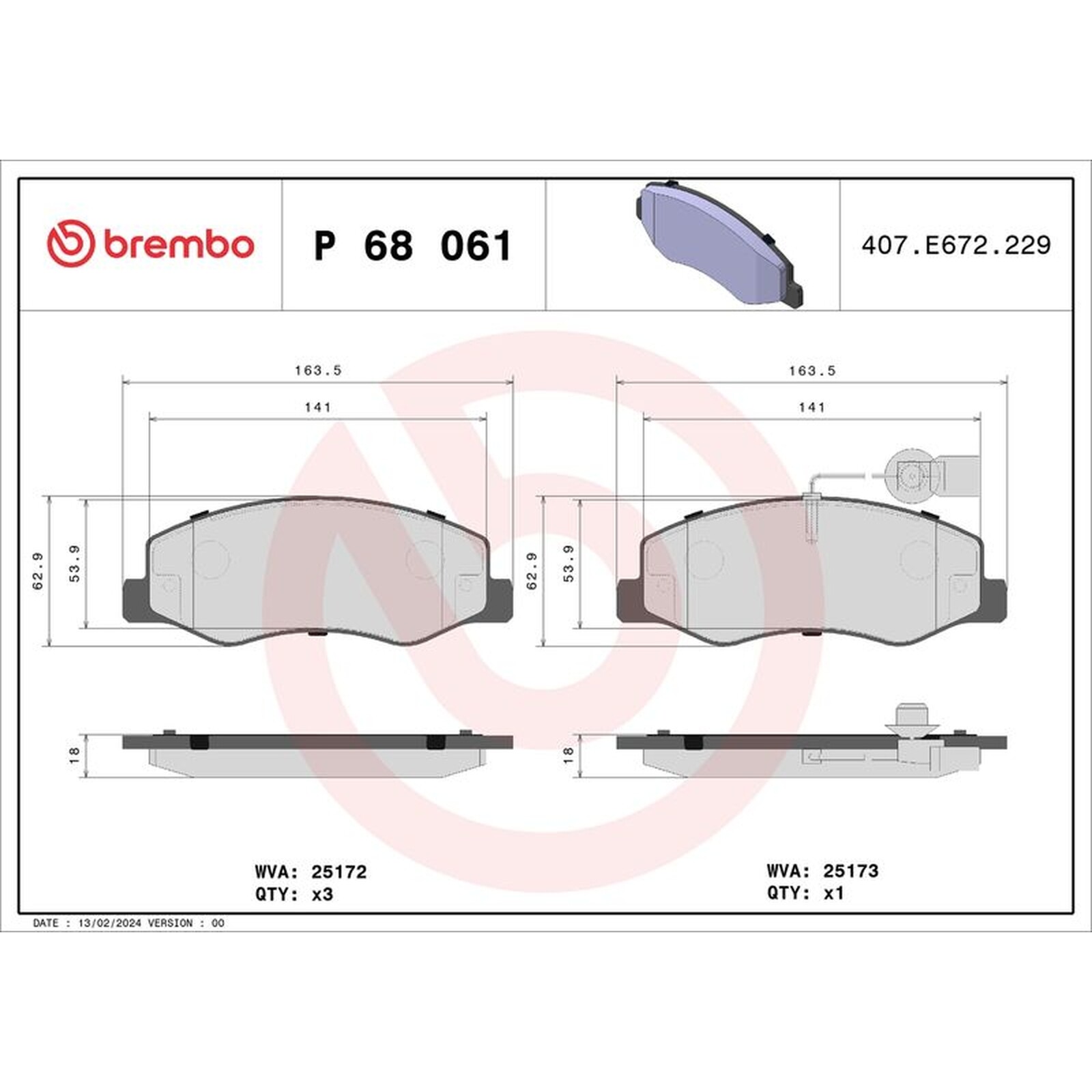 Brembo Prime Brake Pad Set P68061 Rear Axle - High Quality - Free Shipping