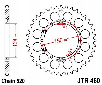 Pignon 489 50 dents JT pas 520 pour entraînement cross et compétition Kawasaki KX