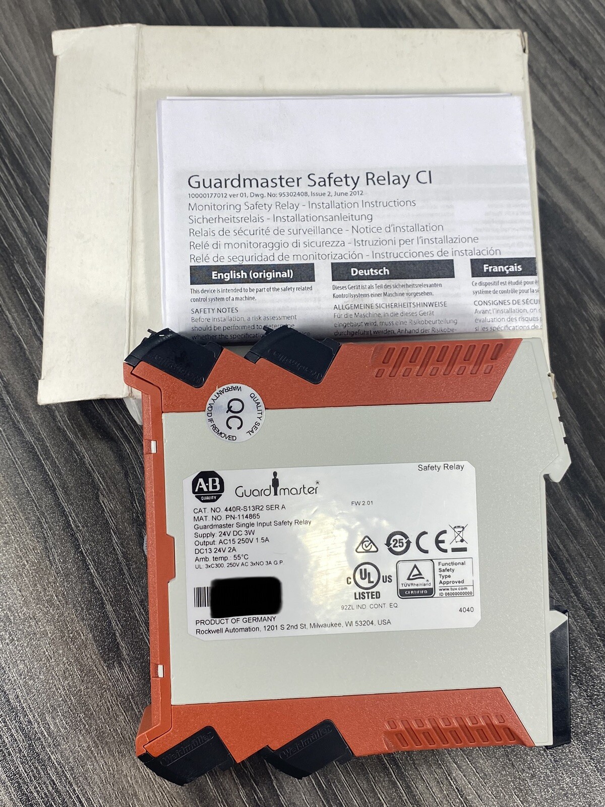 New Allen Bradley Guardmaster 440R-S13R2 Ser A Monitoring Safety Relay - USA