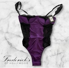 Fredericks of Hollywood Womens Ilana Underwire Teddy Purple Bodysuit Medium