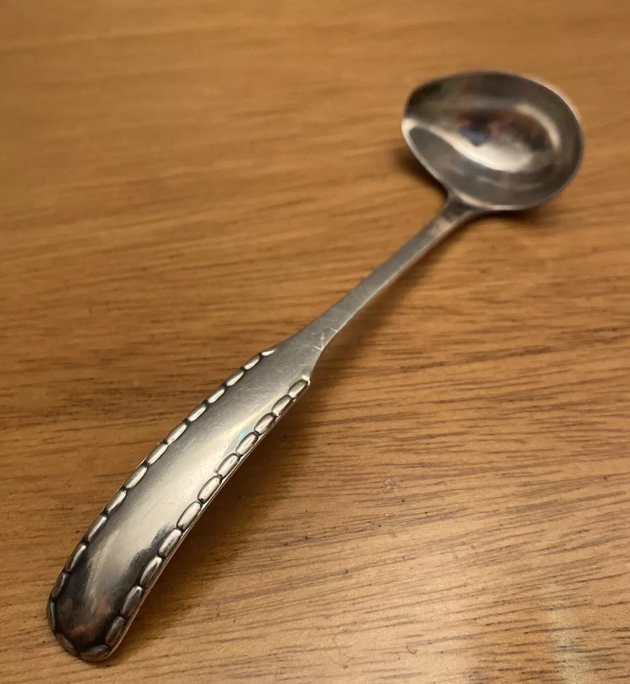 GEORG JENSEN STERLING SILVER GRAVY SMALL CONDIMENT LADLE ROPE/PERLE Spoon .925