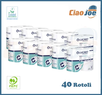 Carta Igienica anti intasamento Lucart Aquastream per wc camper 40 rotoli