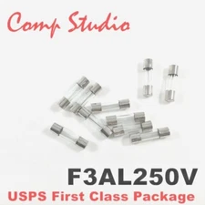 compstudio 10pcs F3AL250V 3A 250V Fast Blow Fuse Glsss 5x20mm US