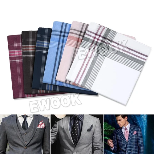 12X Mens Handkerchiefs 100%Pure Cotton Pocket Square Hanky Handkerchief New Bulk - Picture 7 of 10
