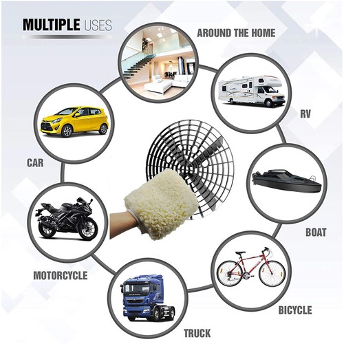 11 " Synthetic Wool Hand Car Wash Mitt Auto Cleaning Gloves Tool - Picture 4 of 10