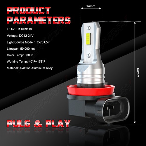 Para Para Mitsubishi Lancer 2008-2017 6x Faros LED + Bombillas Antiniebla 6000K - Imagen 10 de 10