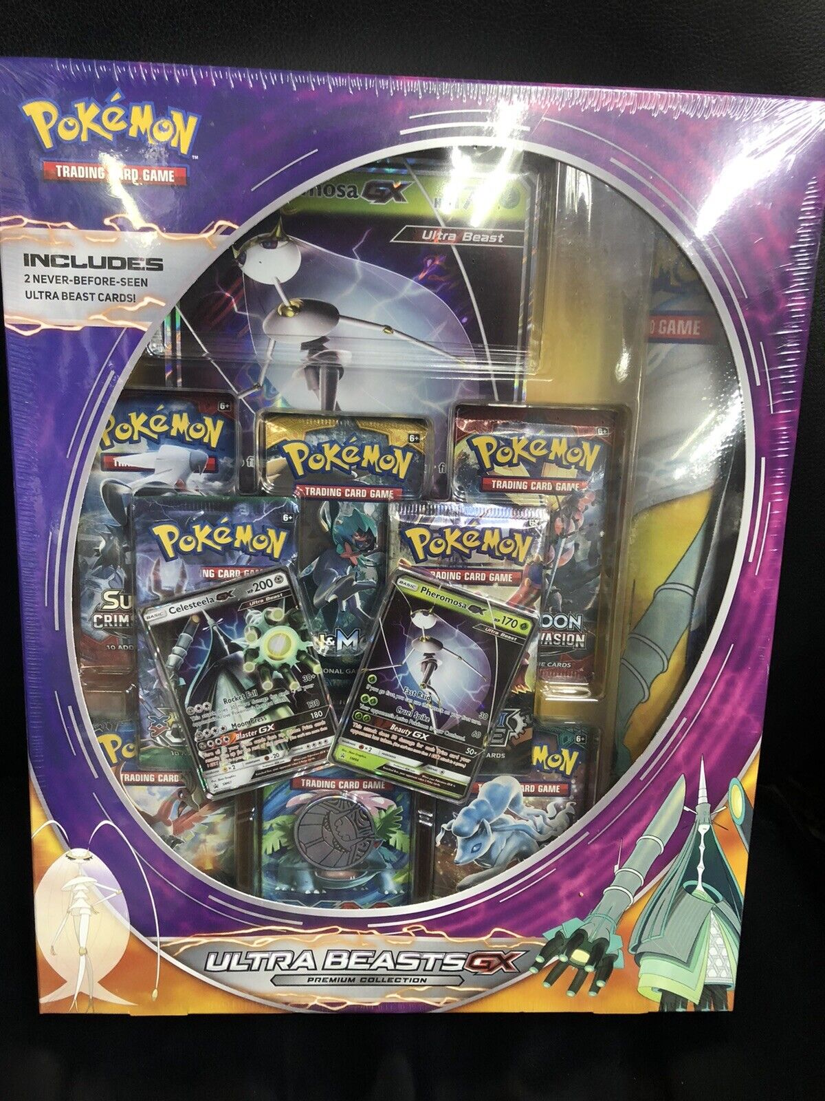 Pokemon Trading Card Game Sun & Moon Ultra Beasts GX (Pheromosa &  Celesteela) Premium Collection [8 Booster Packs, 2 Foil Promos, Oversize  Promo