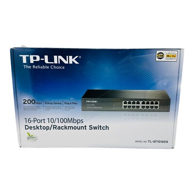 TP-LINK 16-PORT 10/100Mbps DESKTOP/RACKMOUNT SWITCH FACTORY SEALED TL-SF1016DS