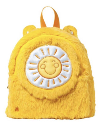 Danielle Nicole Yellow Care Bears Funshine Bear Furry Fuzzy Mini Backpack Plush Funshine Bear Care Bears Backpack main image 2