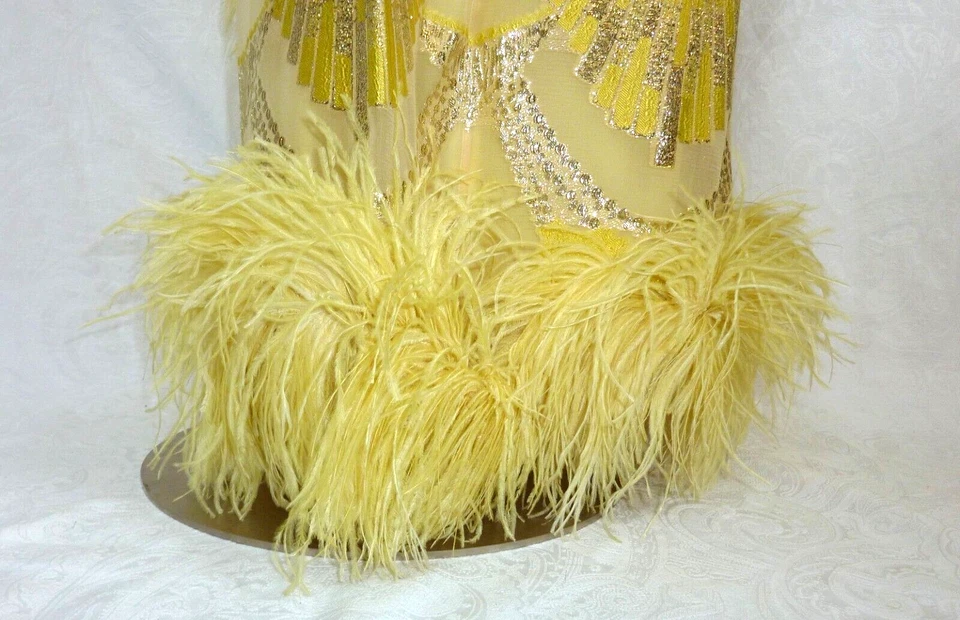 MARINA RINALDI MR 25 16w SILK ART DECO OSTRICH FEATHER GOWN Long Dress 18w XXL - Image 3 of 4