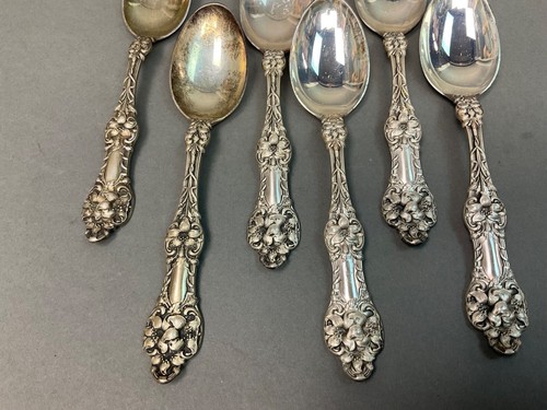 (6) ALVIN STERLING SILVER ORANGE BLOSSOM TEASPOONS 5-7/8" LONG  176 Grams Scrap - Picture 2 of 15
