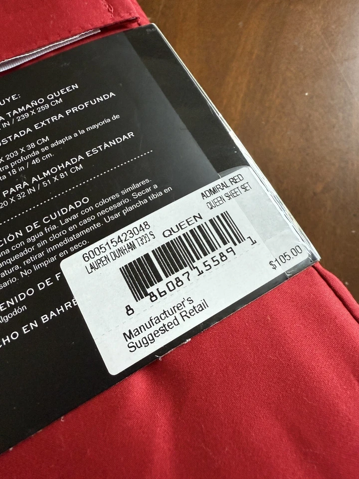 Ralph Lauren NUEVO 4 PIEZAS Queen Juego de Sábanas Dunham Satén Almirante Rojo 300 TC ELEGANTE Foto 4 de 4