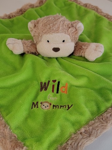 OKIE DOKIE WILD FOR MOMMY MONKEY BABY LOVEY SECURITY BLANKET WITH RATTLE SATIN - Picture 2 of 6
