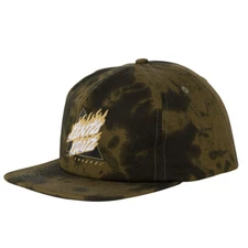 Santa Cruz FLAMED NOT A DOT UNSTRUCTURED MID Skateboard Snapback Hat OLIVE WASH