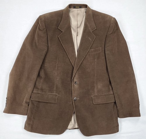 Vtg L.L.Bean Brown Corduroy Blazer USA Mens 42R 2-Button Professor Sport Coat