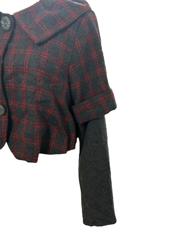 Винтажный Paparazzi от Biz Blazer клетку женщин искусства носить шерстяная смесь 90-х Y2K Sz L - Изображение 3 из 4