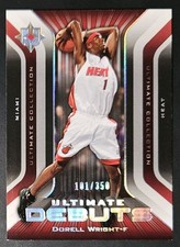 Dorell Wright 2004-05 Ultimate Collection ULTIMATE DEBUTS Rookie Card #d/350 BFS. rookie card picture