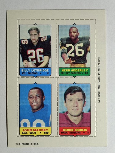 1969 Topps Four-in-One B.Lothridge/Herb Adderley/C.Gogolak/John Mackey (EXMT)
