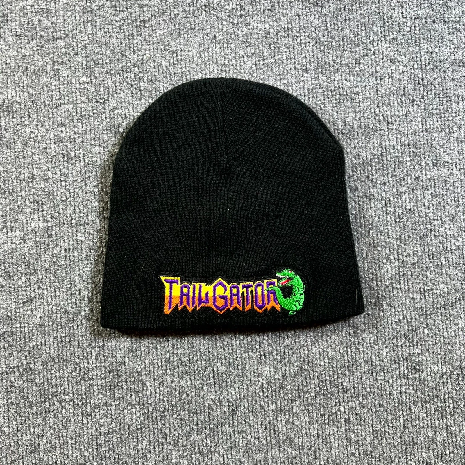 Vintage Tail Gator Beanie Unisex Black Embroidered Logo Cap Outdoor Streetwear